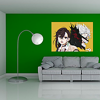 Плакат-постер на стіну з оригінальним принтом аніме-манги Dandadan Дандадан "Okarun Окарун, Ayase Momo Аясе"