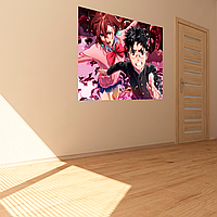 Плакат-постер на стіну з оригінальним принтом аніме-манги Dandadan Дандадан "Okarun Окарун, Ayase Momo Аясе"