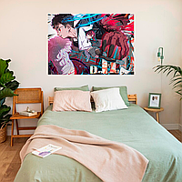 Плакат-постер на стіну з оригінальним принтом аніме-манги Dandadan Дандадан "Okarun Окарун, Ayase Momo Аясе"