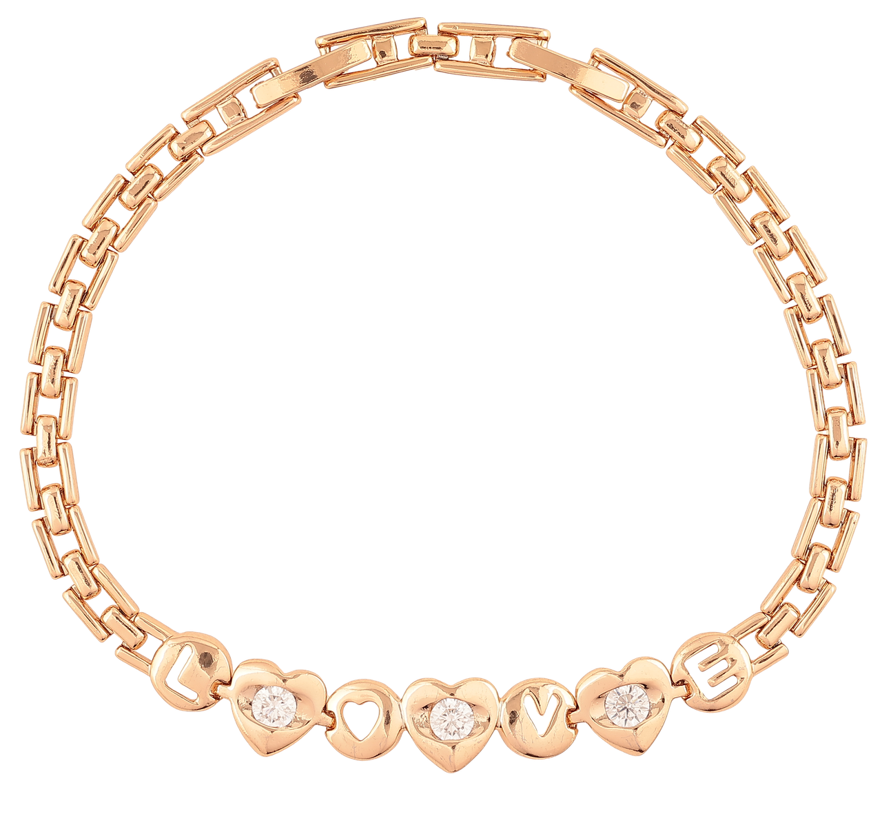 Браслет Xuping Позолота 18K «Візерунок з написом Love» розмір з доп. замком 17,19.5см х 4мм