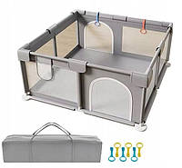 Манеж дитячий Mikka Hansen Сірий 180х200х58 см Манеж ігровий для дітей Великий манеж для дитини