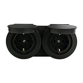 Розетка 2 із заземленням із накладною кришкою антрацит xOne