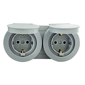 Розетка 2 із заземленням із накладною кришкою сірий xOne