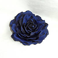Брошь цветок из ткани ручной работы "Синяя Роза"