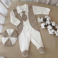 Чоловічок "Принц-1" д.р. з беретом Кавовий Інтерлок,жаккард арт.27077934  Зріст 56-38(р)