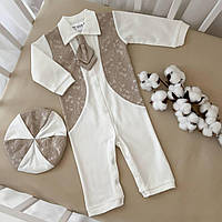 Чоловічок "Принц-2/1"д.р. з беретом Кавовий Інтерлок,жаккард арт.27077955  Зріст 68-44(р)