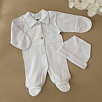 Чоловічок "Малюк" з.р.Хлопчик з шапочкою Білий Інтерлок,гіпюр арт.27081209  Зріст 50-38(р)