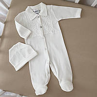 Чоловічок "Малюк" д.р.Хлопчик з шапочкою Молочний Інтерлок,гіпюр арт.27081214  Зріст 62-40(р)