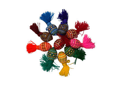 Набір маленьких дерев'яних писанок на китиці ,упаковка 10 шт