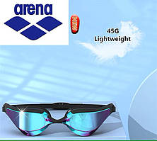 ARENA Professional Anti-Fog окуляри HD чорно-сині (дзеркальні) зелений ремінець