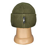 Шапка флісова тактична ЗСУ зимова, тепла. Тактична шапка двошарова з відворотом, хакі, фото 3