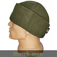 Шапка флісова тактична ЗСУ зимова, тепла. Тактична шапка двошарова з відворотом, хакі