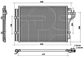 Конденсатор кондиціонера Hyundai i10 14-19 Koyoair АКПП/МКПП; 477X332X16; +осушувач (1.0/1.2)