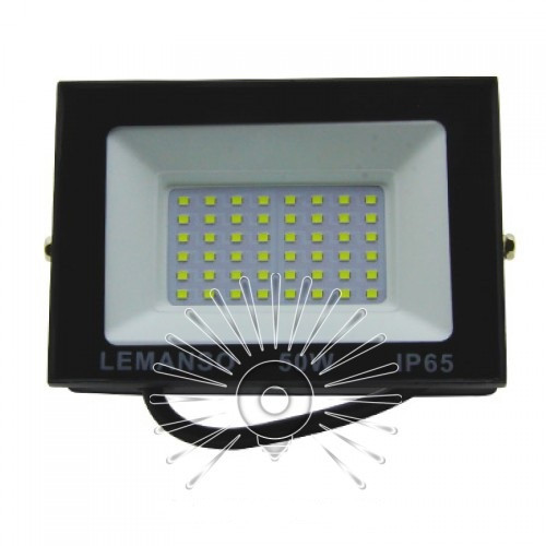 Прожектор LED 50w 6500K IP65 3000LM LEMANSO "Нептун" чорний/LMP103-50, фото 1