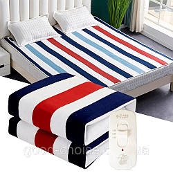 Електропростирадло односпальне 140Вт, 150х170см, YASAM, В різнокольорову смужку / Простирадло з електропідігрівом