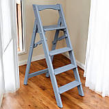 Дерев'яна драбина на 4 сходинки з вільхи  висока, міцна, розкладна та зручна у використанні, фото 3