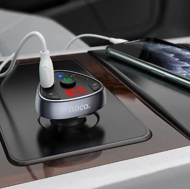 Адаптер автомобільний Hoco with Bluetooth FM Road treasure E51 |2USB/1Type-C, 18W/3A, QC/PD|