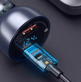 Адаптер автомобільний Baseus Particular Digital Display QC + PPS Dual |1USB/1Type-C, 5A/65W, QC/PD (CCKX-C0A)