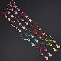 Набір шпильок і гумок дитячі бавовняні тик так пластик 8 наборів у стрічці 32 штуки ведмедика різних кольорів