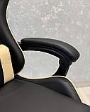 Комп'ютерне крісло з екошкіри + 2 подушки ENZO чорне з бежевим, фото 9