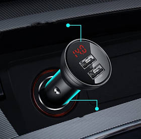 Адаптер автомобільний BASEUS Digital Display Dual USB |2USB, 4.8A, 24W| (CCBX-0S)