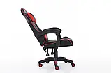 Комп'ютерне крісло з екошкіри + 2 подушки ENZO чорне з червоним, фото 7