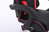 Комп'ютерне крісло з екошкіри + 2 подушки ENZO чорне з червоним, фото 9