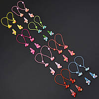 Набір шпильок і гумок дитячі бавовняні щітки так пластик 8 наборів у стрічці 32 штуки мікі маус різних кольорів