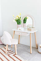 Комплект: дитяче трюмо та кріселко (без бантика/з бантиком), 2-7 років, 90-105 см, 105-115 см, 115-125 см, молочний