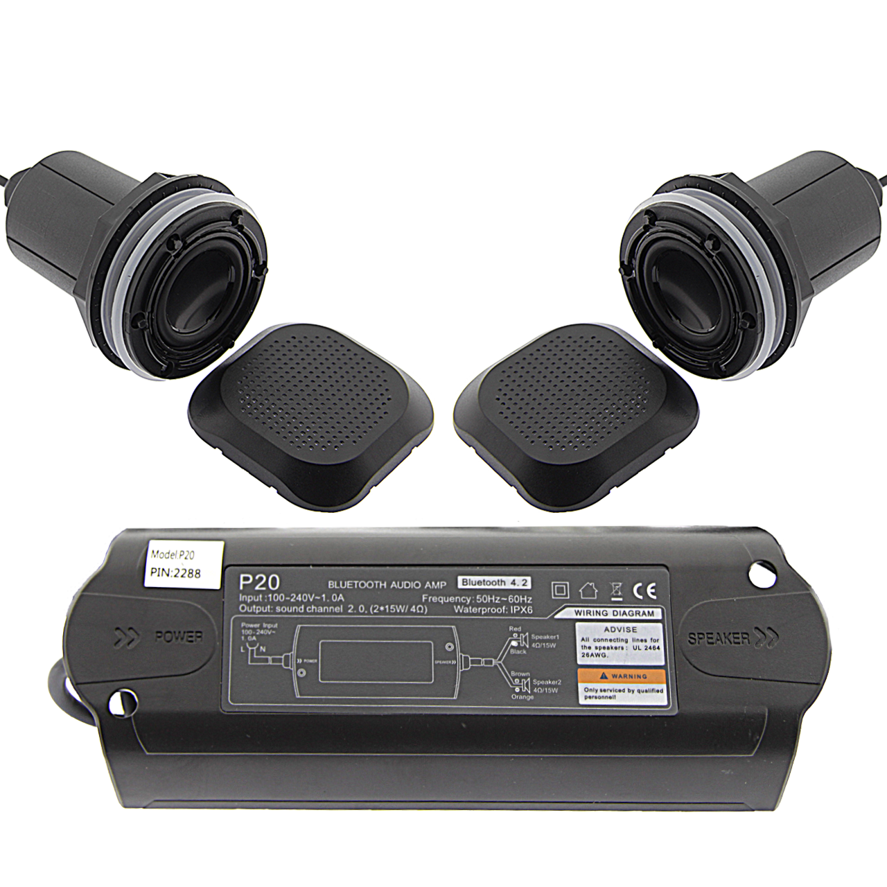 Динаміки для гідромасажної ванни, з bluetooth, вологозахищені: IPX6