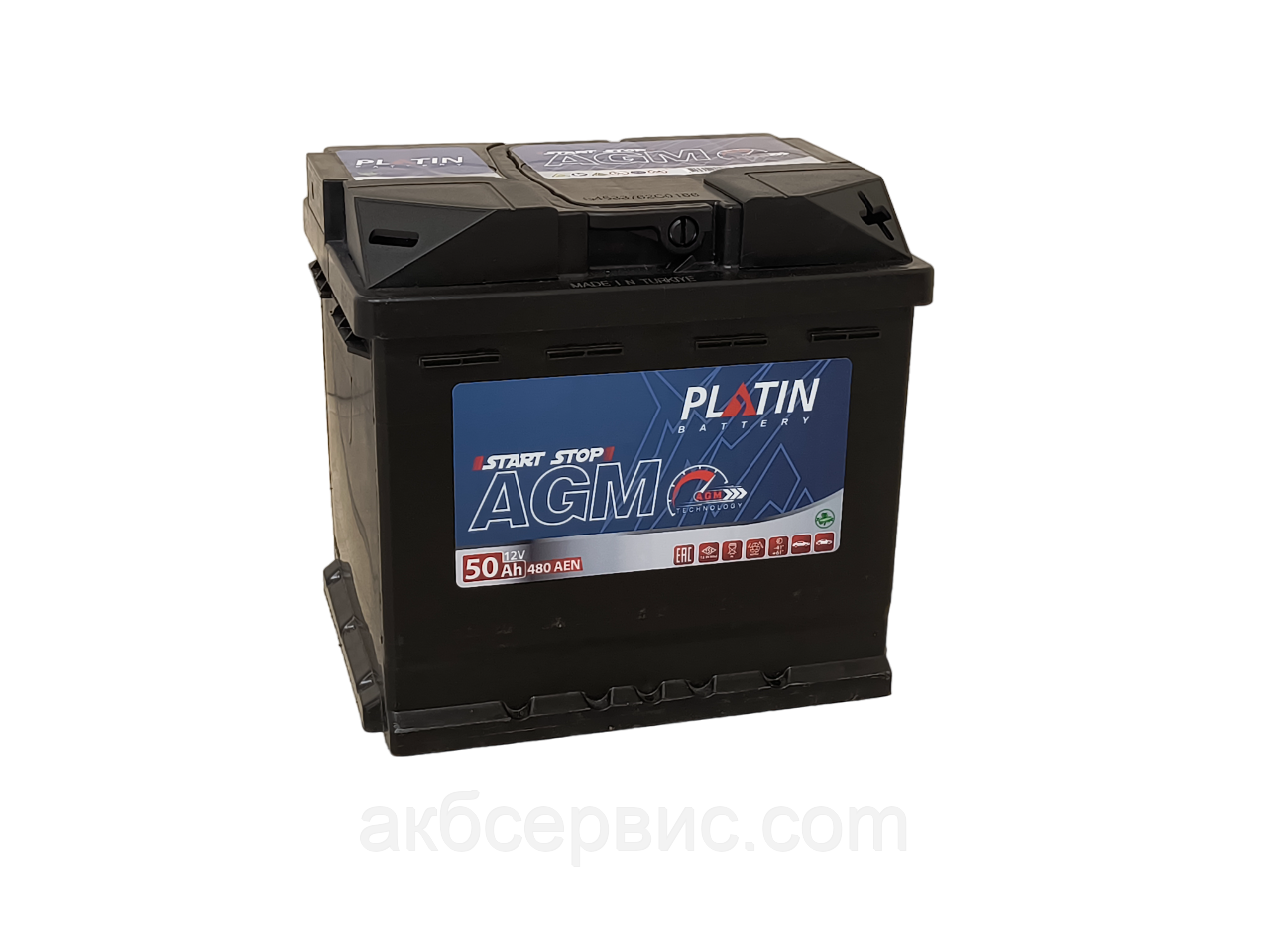 Акумулятор автомобільний PLATIN AGM 50Ah 480A R+, фото 1