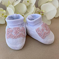 Пінетки "Чарівна світлинка В" Білий/пудра Велюр арт.27687009  Зріст 50-38(р)