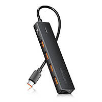 USB хаб Vention Type-C - 4x USB-A 3.2 Gen2 10 Гбіт/с + Type-C 10Вт Додаткове живлення 5 в 1 USB-C Концентратор Док-станція HUB