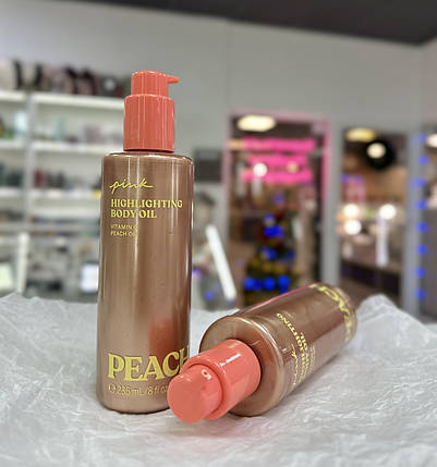 Олія-бронзатор для тіла з шимером Victoria's Secret Pink Shimmer Peach Highlighting Oil 236ml, фото 3