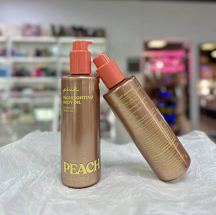 Олія-бронзатор для тіла з шимером Victoria's Secret Pink Shimmer Peach Highlighting Oil 236ml, фото 1