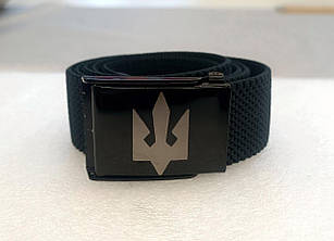 Ремінь тактичний чорний, металева пряжка, лазерне гравіювання малюнка