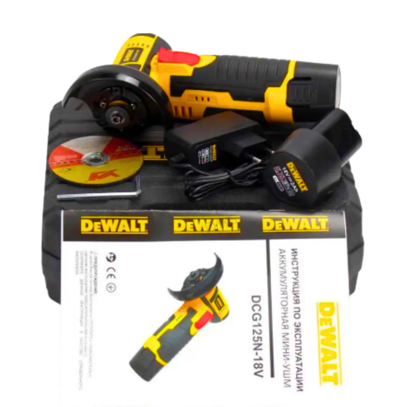 Професійна будівельна болгарка DeWalt Акумуляторна болгарка 18V 2AH АКБ УШМ Деволт
