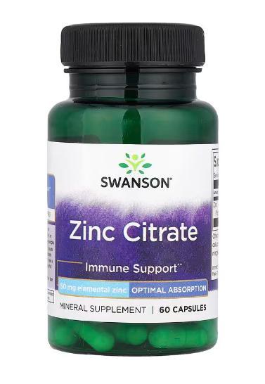 Цинк Swanson Zinc Citrate 50 mg 60 капсул