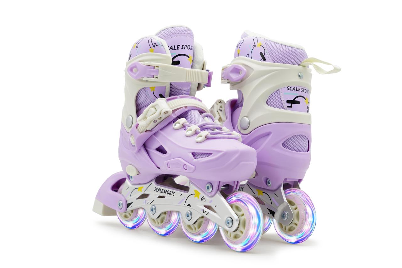 Дитячі ролики з поліуретановими колесами (всі світяться) Scale Sports LF605. PURPLE. Розмір 34-38, фото 1
