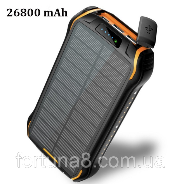 Павербанк Power Bank Solar i26 26800 mAh з сонячною панеллю, фонарик