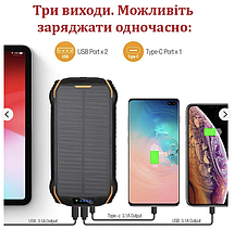 Павербанк Power Bank Solar i26 26800 mAh з сонячною панеллю, фонарик, фото 5