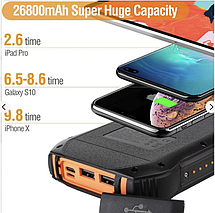 Павербанк Power Bank Solar i26 26800 mAh з сонячною панеллю, фонарик, фото 6