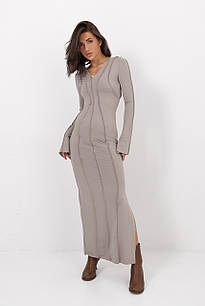 Довга приталена сукня зі швами назовні - бежевий цвет, XS (є розміри)