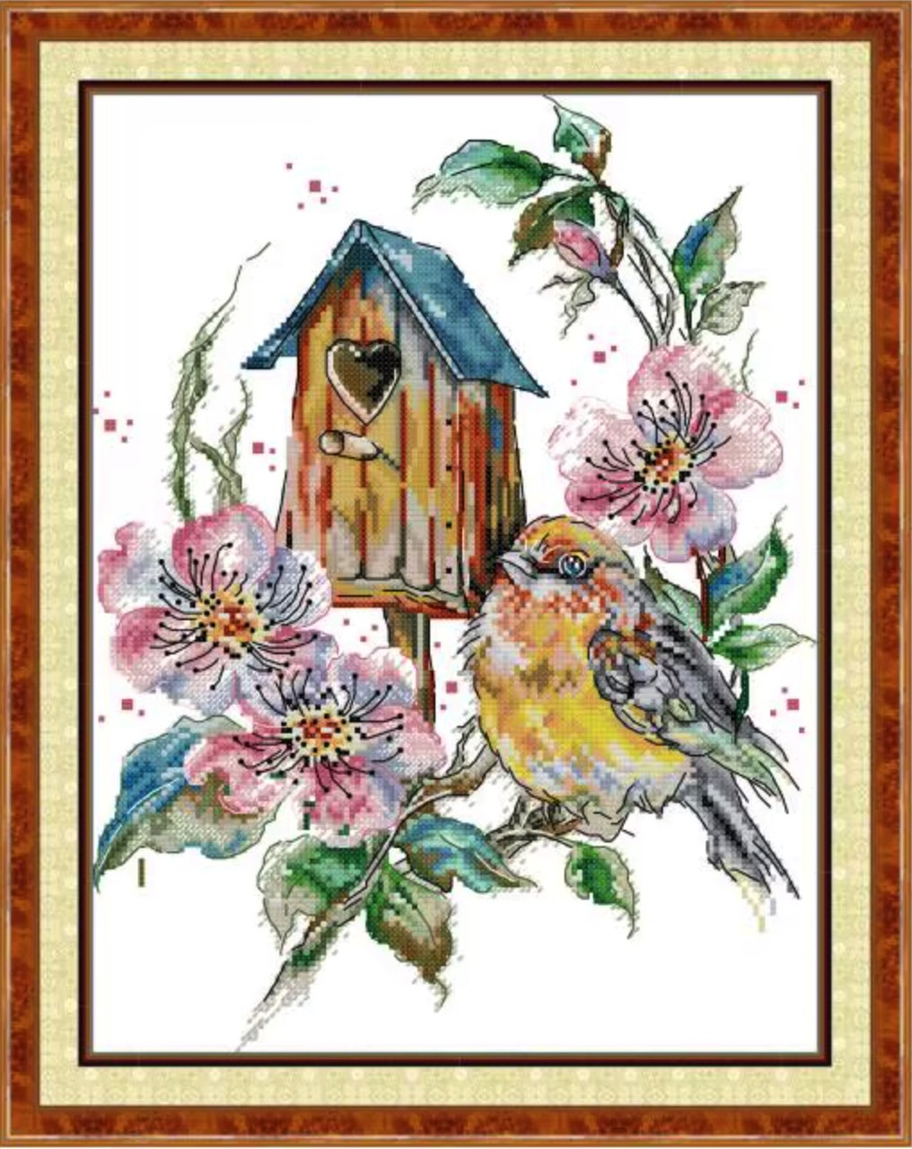 Набір для вишивання за нанесеною на канву схемою “Bird's nest wreath”. AIDA 14CT printed , 30*38 см., фото 1