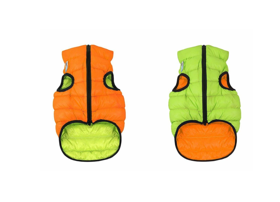 Двостороння куртка AiryVest M47 для собак, помаранчево-салатова