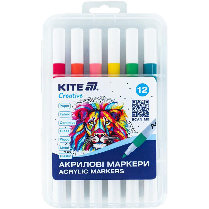 Набір маркерів 12шт. акрилові Kite Creative K-1156