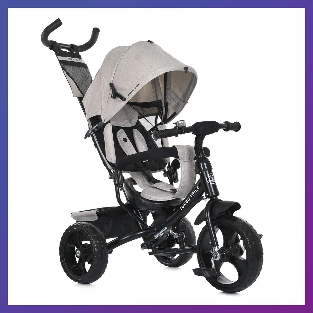 Дитячий триколісний велосипед — коляска Turbo Trike MT 1005-12 з батьківською ручкою Бежевий, фото 1