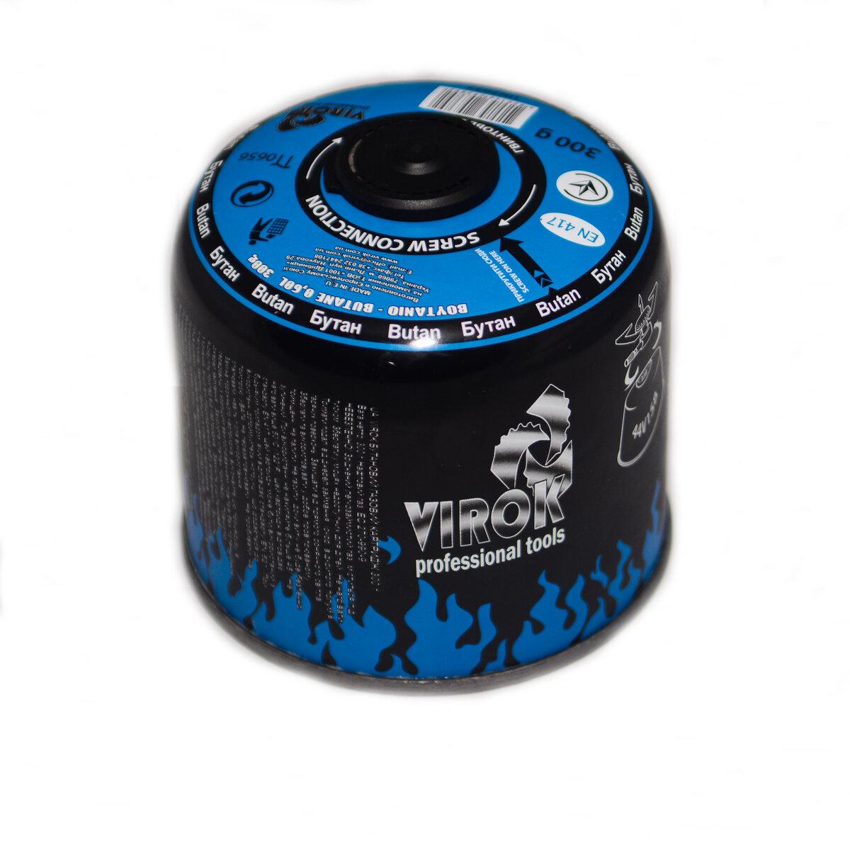 Балон газовий 1-разовий VIROK з різьбою (7/16) 300g/600ml. для плит/кемпінгу (EN417) [24], фото 1