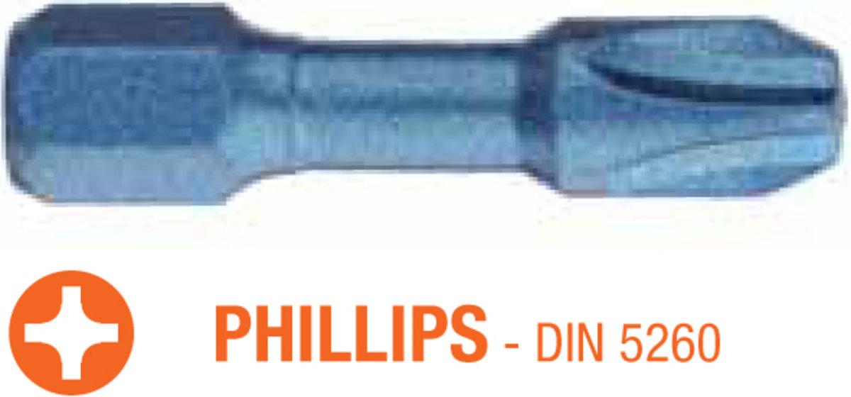 Насадка викруткова ударна USH Blue Shock: Phillips PH3 x 30 мм Torsion, Уп. 5 шт., фото 1