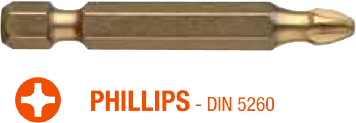 Насадка USH ISOTIN: Phillips PH3 x 50 мм. Torsion. титанова, подовжена. Уп. 10 шт.